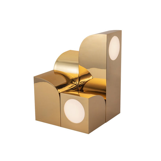 Kuzco Gypsum 12in Table Lamp | Modern Polished Brass Steel and Frosted Acrylic | Bedroom & Living Room Accent | 1430lm 2700K 90CRI | Model TL82412-PB