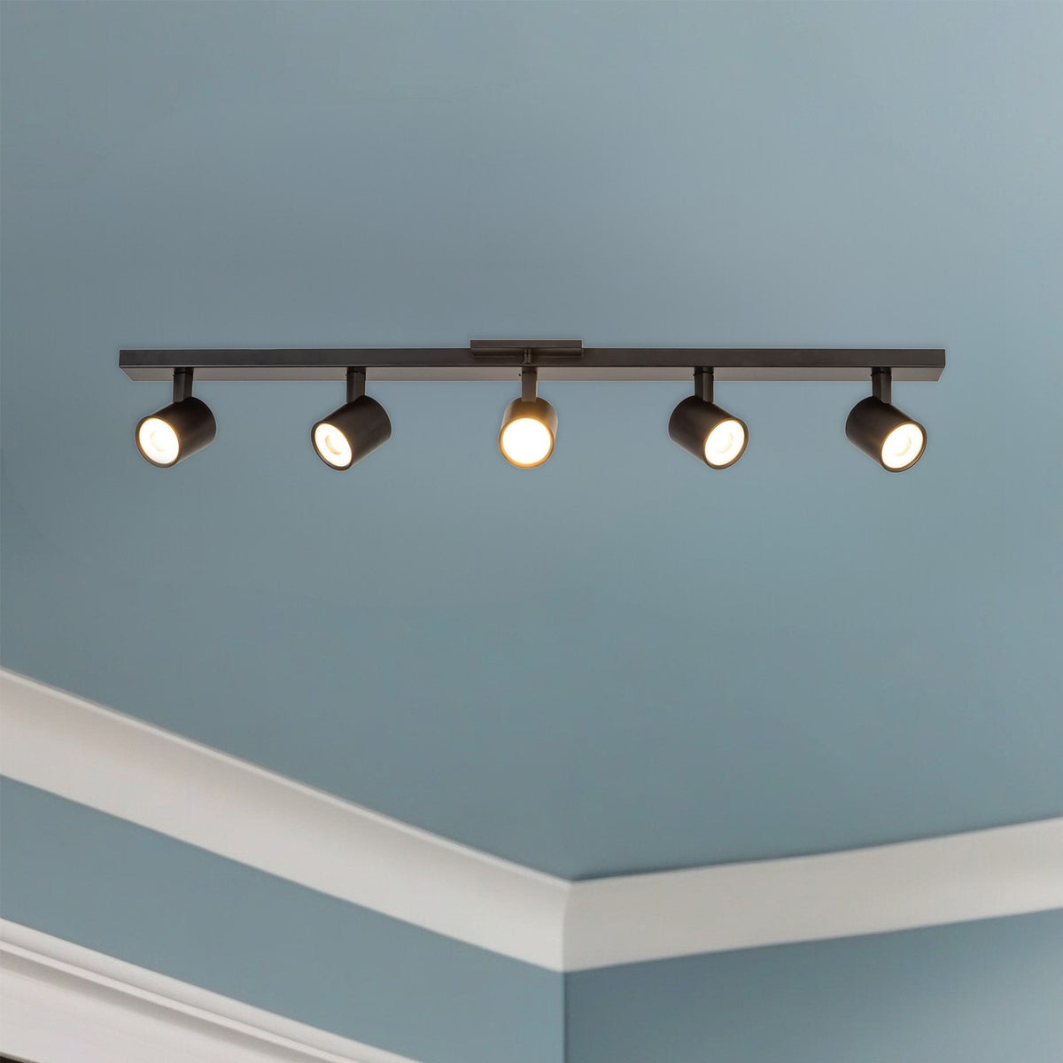 Kuzco Arnold 35in 5-Light Track Light | Modern Black Aluminum and Steel | Kitchen & Living Room Task Lighting | Model TR19035-BK-5CCT-UNV-010