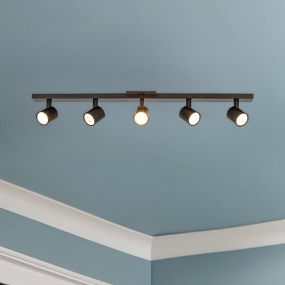 Kuzco Arnold 35in 5-Light Track Light | Modern Black Aluminum and Steel | Kitchen & Living Room Task Lighting | Model TR19035-BK-5CCT-UNV-010
