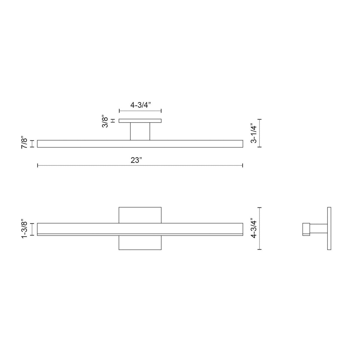 Kuzco Vega 23in 1-Light Vanity Light | Black Aluminum and White Acrylic Diffuser | Bathroom & Bedroom Vanity | Model VL10323-BK-2700K