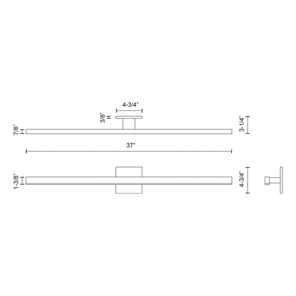 Kuzco Vega 37in 1-Light LED Vanity Light | White Aluminum and White Acrylic Diffuser | Bathroom & Bedroom Vanity | Model VL10337-WH-2700K