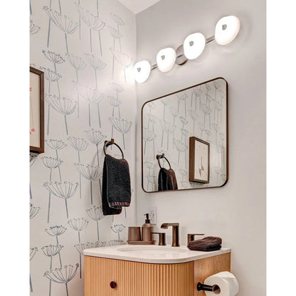 Kuzco Holt 30in 34W LED Vanity Light | Modern Black Steel and Glossy Opal Glass | Bathroom Vanity & Dressing Room | Model VL45730-BK-GO