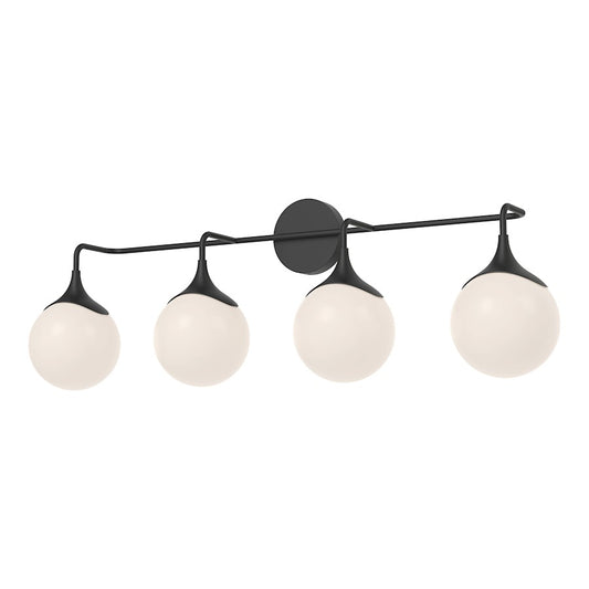 Alora Mood Nouveau 4 Light 35" Vanity, Black/Opal Matte/Opal - VL505136MBOP