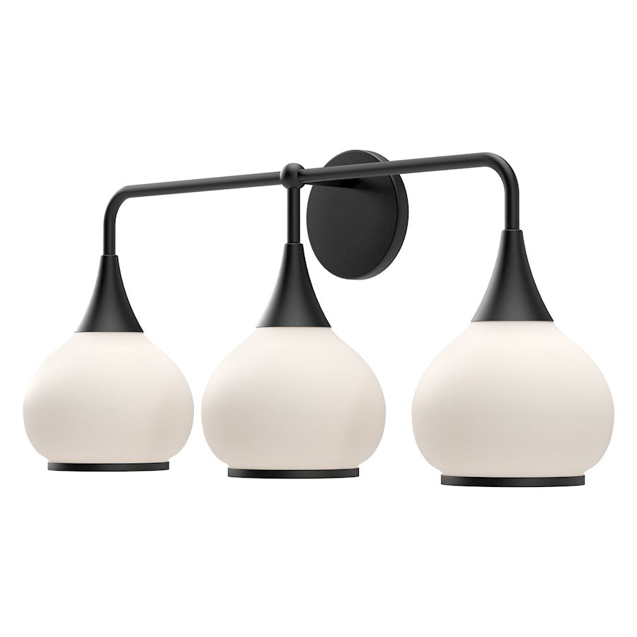 Alora Mood Hazel 3 Light 26" Vanity, Black/Opal Matte/Clear/Opal - VL524326MBOP