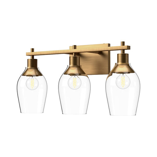 Alora Mood Kingsley 3 Light 22" Vanity, Aged Gold/Clear/Clear - VL538322AGCL