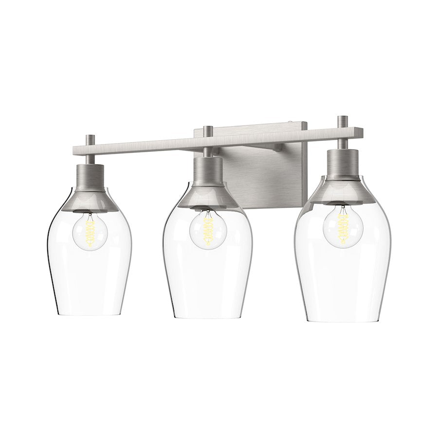 Alora Mood Kingsley 3 Light 22" Vanity, Nickel/Clear/Clear - VL538322BNCL