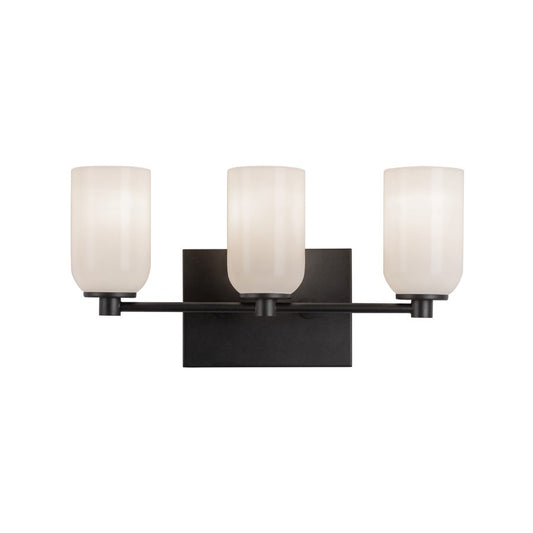 Kuzco Nola 18" Socket Vanity Light, Black/Glossy Opal Glass - VL57718-BK-GO