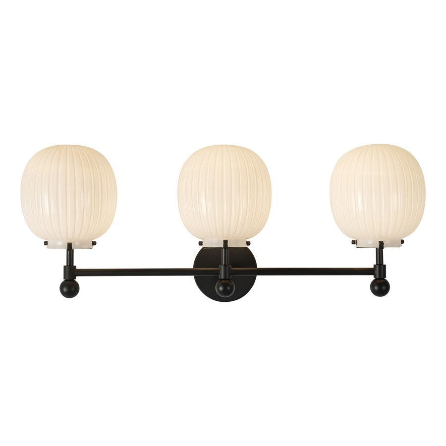 Kuzco Cherise 29" Black, Matte Black/Glossy Ribbed Opal Glass