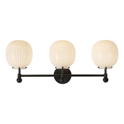 Kuzco Cherise 29" Black, Matte Black/Glossy Ribbed Opal Glass