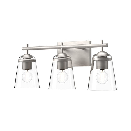 Alora Mood Addison 3 Light 22" Vanity, Brushed Nickel/Clear/Clear - VL638221BNCL