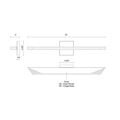 Kuzco Tachi 25in LED Vanity Light | Modern Vintage Brass and Frosted Acrylic | Bathroom Vanity | 25 x 4.625 x 3 in | Model VL64225-VB