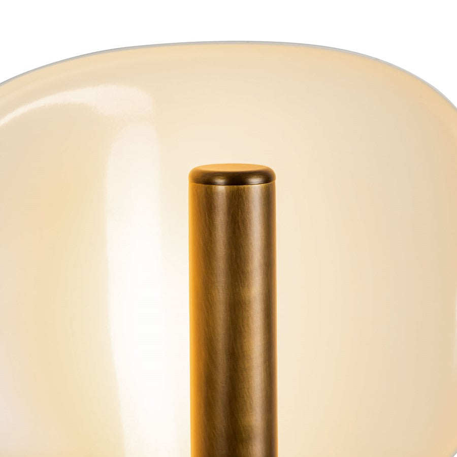 Kuzco Lustre 9" Wht Dimmable LED Wall Sconce, Pearl Wht/Vintage Brass