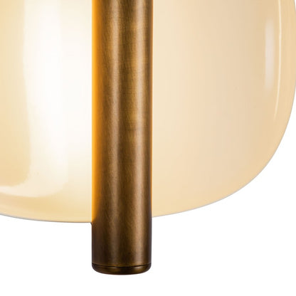 Kuzco Lustre 9" Wht Dimmable LED Wall Sconce, Pearl Wht/Vintage Brass