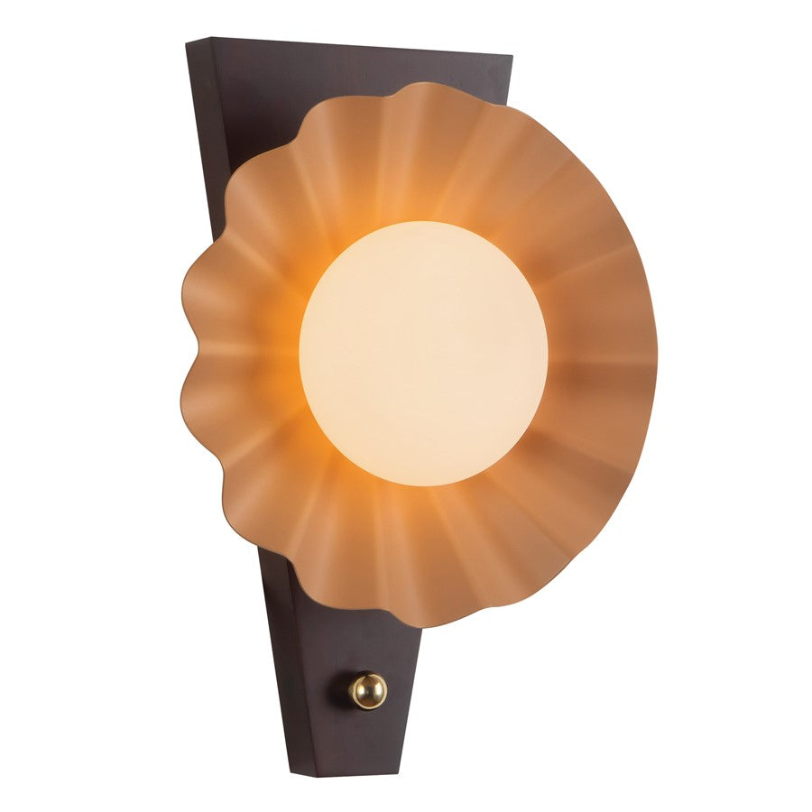 Kuzco Furrow 12" Red Wall Sconce, Peach