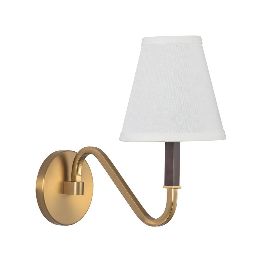 Kuzco Sloan 12" Gold Wall Sconce, Brushed Gold/White Linen