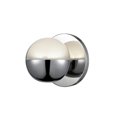 Kuzco Pluto 5in 1-Light Wall Sconce | Modern Chrome and Frosted Interior Clear Glass | Bedroom & Hallway Accent Light | Model WS47305-CH-2700K