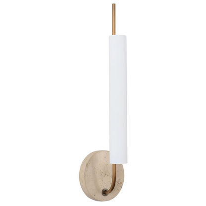 Kuzco Wick 20" Brass Dimmable LED Wall, Vintage Brass/Travertine