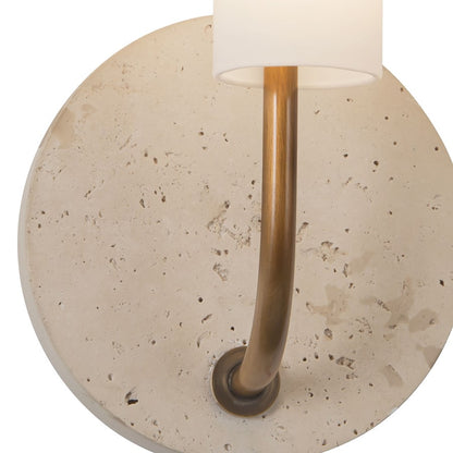 Kuzco Wick 20" Brass Dimmable LED Wall, Vintage Brass/Travertine