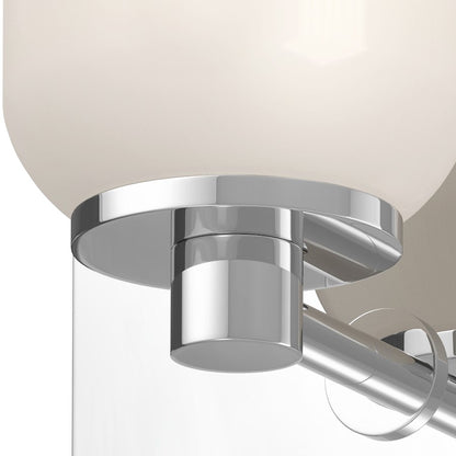 Kuzco Nola 1-Light Wall Sconce | Modern Chrome and Glossy Opal Glass | Hallway & Bathroom Accent | 9 x 3.6 x 4.9 in | Model WS57704-CH-GO