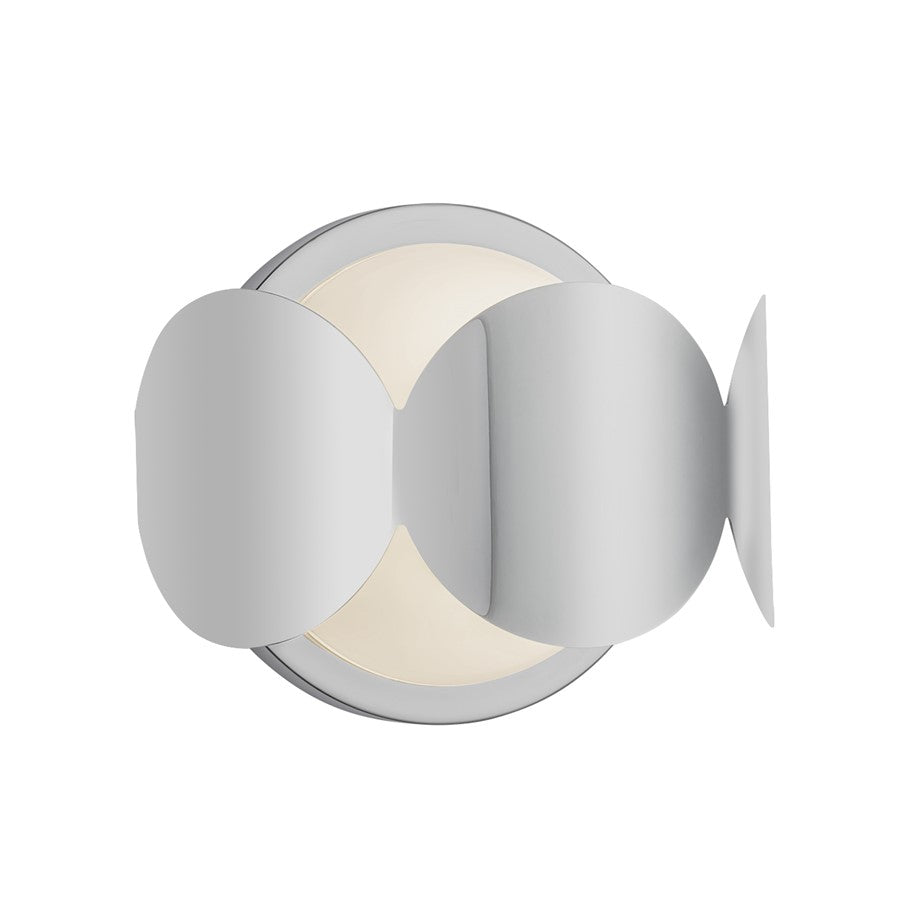 Kuzco Ciel 10" Socket Wall Sconce, Chrome/Opal Glass/Steel Shade