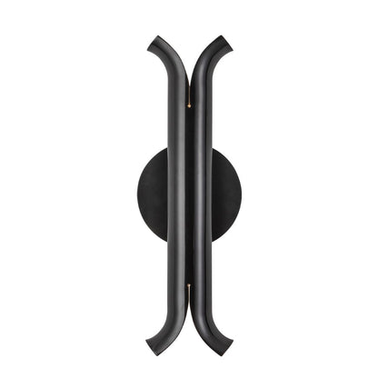 Kuzco Husk 14" LED Wall Sconce, Glossy Black/Stainless Steel Shade - WS89714-GBK