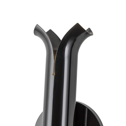Kuzco Husk 14" LED Wall Sconce, Glossy Black/Stainless Steel Shade