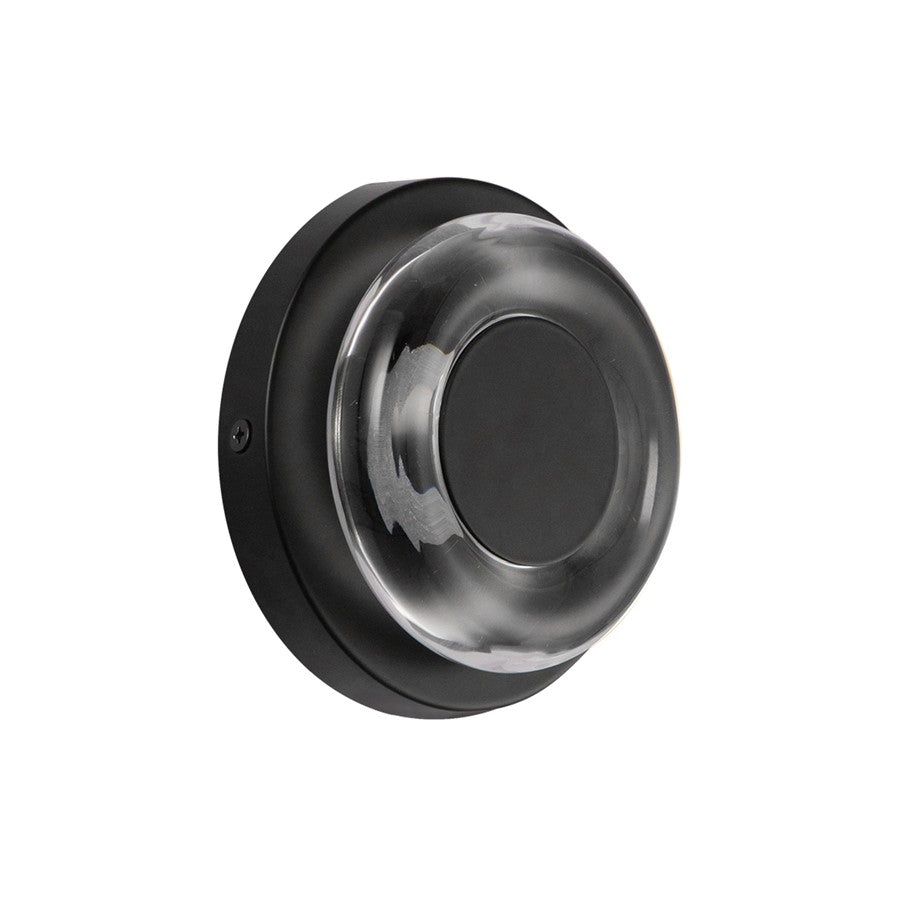 Kuzco Stephord 4" LED Wall Sconce, Black/Clear Glass/Clear Glass