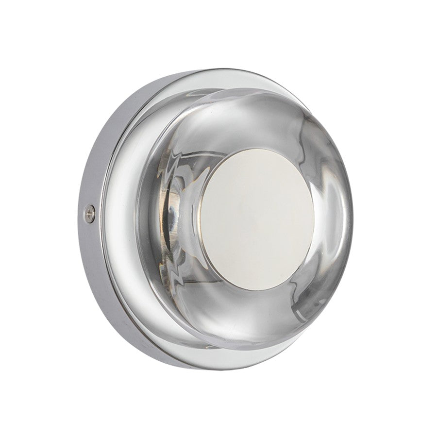 Kuzco Stephord 4" LED Wall Sconce, Chrome/Clear Glass
