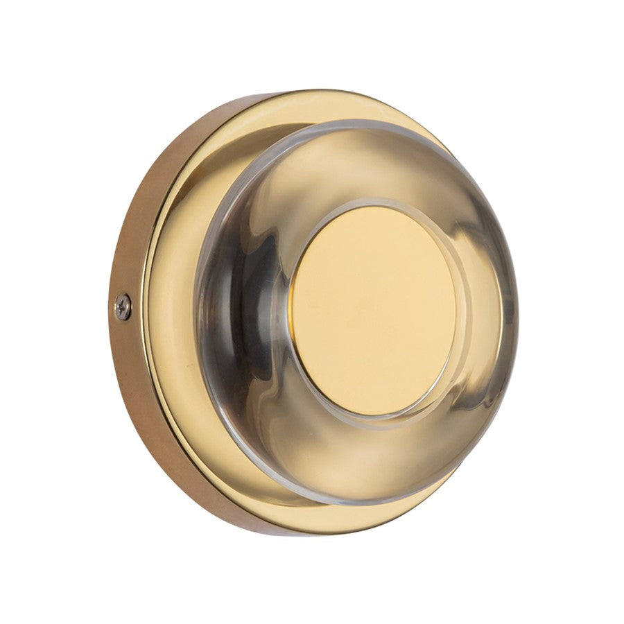 Kuzco Stephord 4" LED Wall Sconce, Metallic Brass/Clear Glass