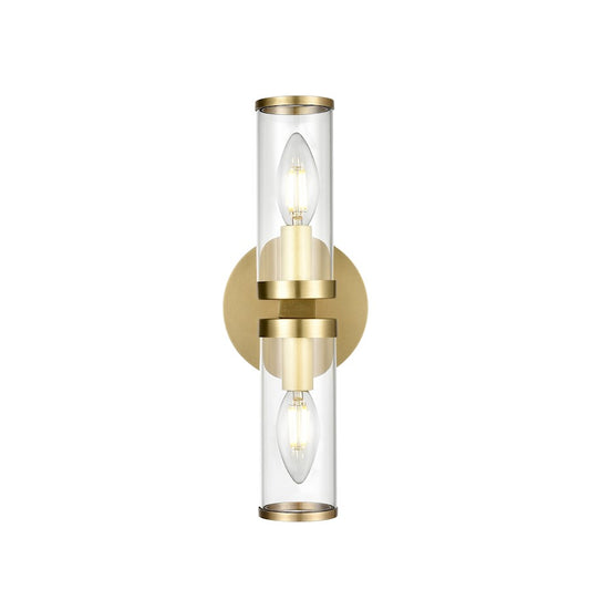 Alora Revolve 2 Light 12" Wall/Vanity, Clear/Natural Brass/Clear - WV309002NBCG