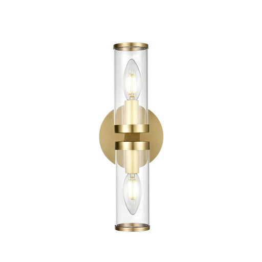 Alora Revolve 2 Light 12" Wall/Vanity, Clear/Natural Brass/Clear - WV309002NBCG