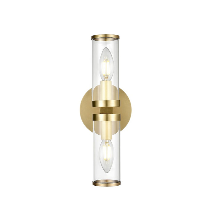 Alora Revolve 2 Light 12" Wall/Vanity, Clear/Natural Brass/Clear - WV309002NBCG