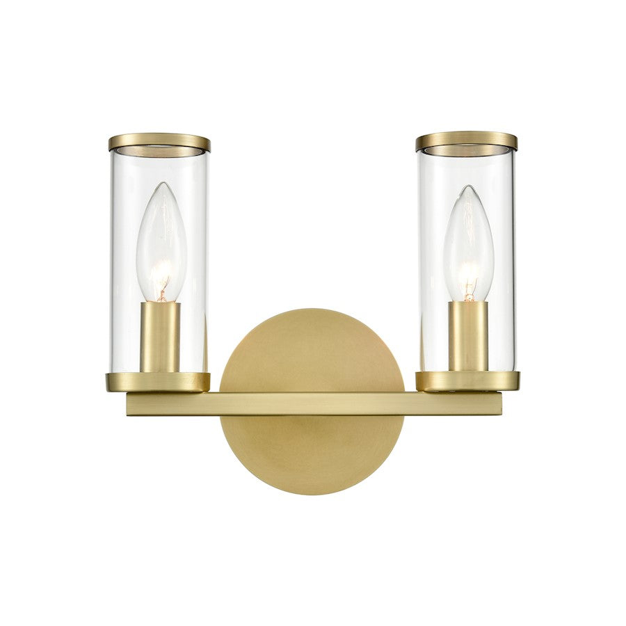 Alora Revolve 2 Light Wall/Vanity, Clear/Natural Brass/Clear - WV309022NBCG