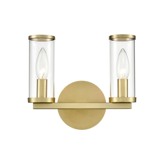 Alora Revolve 2 Light Wall/Vanity, Clear/Natural Brass/Clear - WV309022NBCG