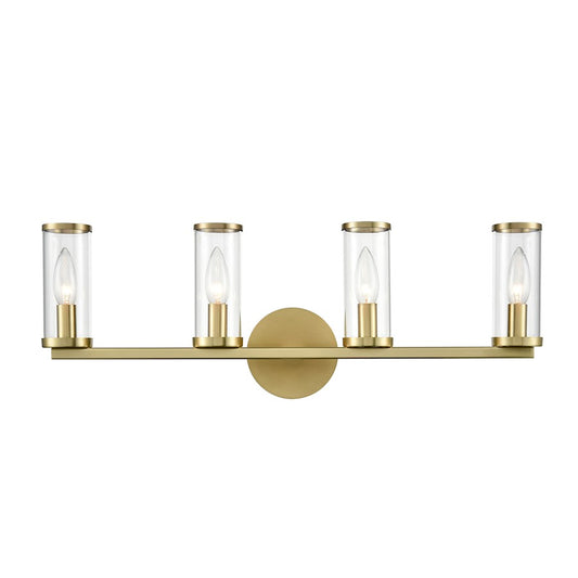 Alora Revolve 4 Light Wall/Vanity, Clear/Natural Brass/Clear - WV309044NBCG