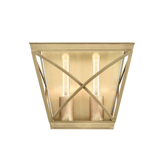 Alora Lattice 2 Light Wall/Vanity, Vintage Brass - WV309602VB