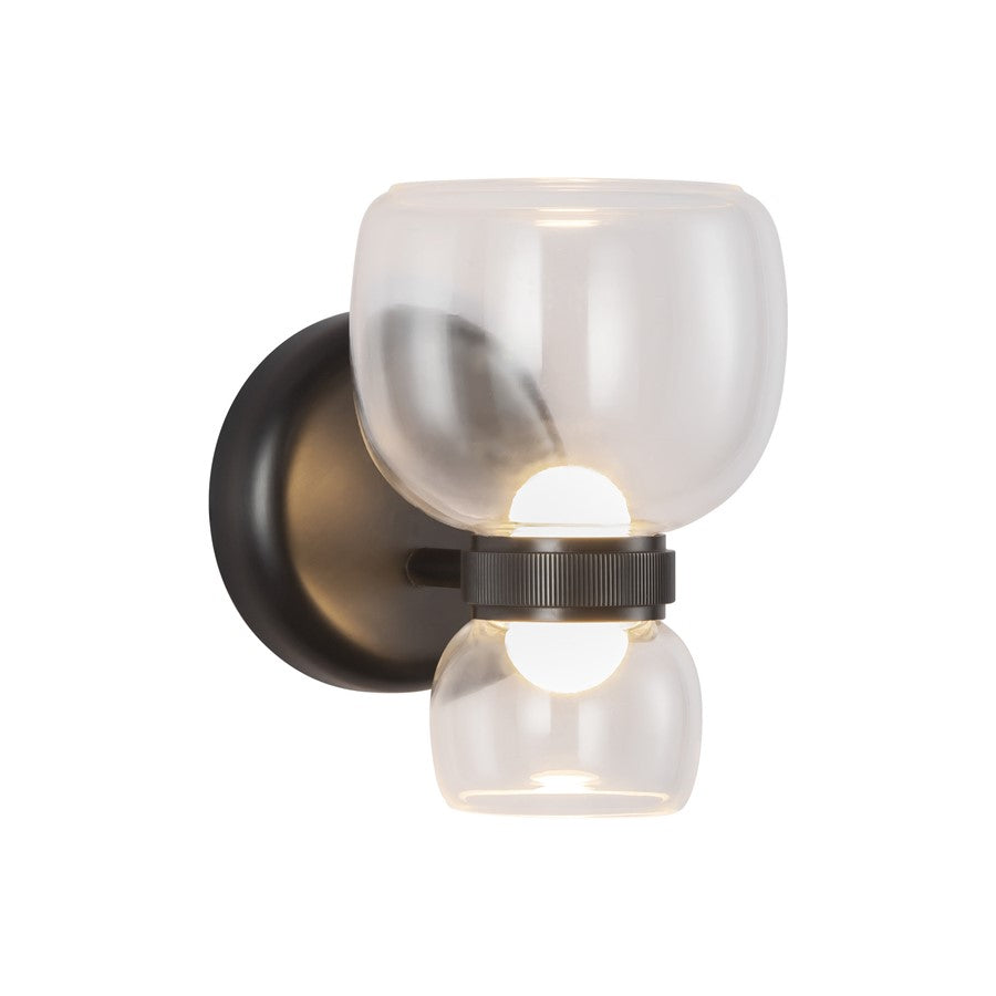 Kuzco Sutton 8" Black Dimmable LED Bathroom Vanity, Urban Bronze/Clear Glass