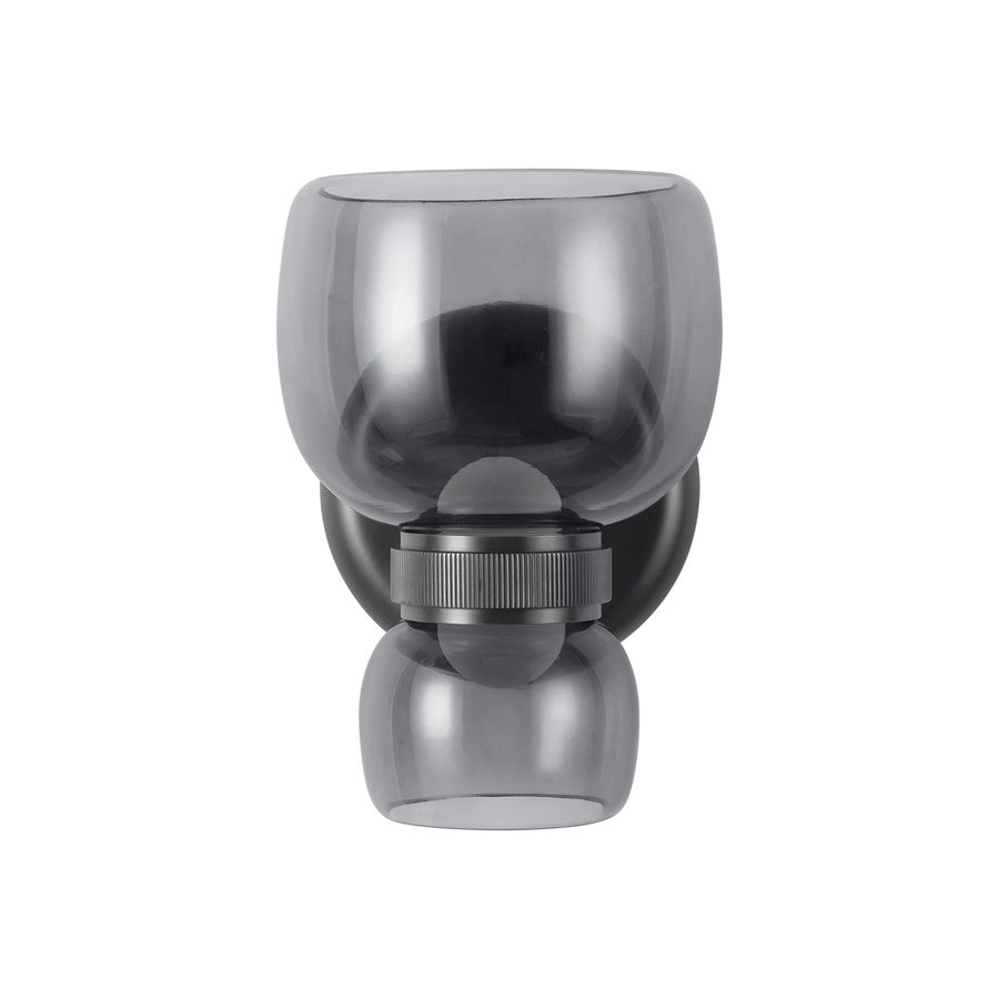 Kuzco Sutton 8" Black Dimmable LED Bathroom, Urban Bronze/Smoked Glass