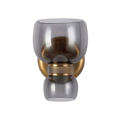 Kuzco Sutton 8" Brass Dimmable LED, Vintage Brass/Smoked Glass