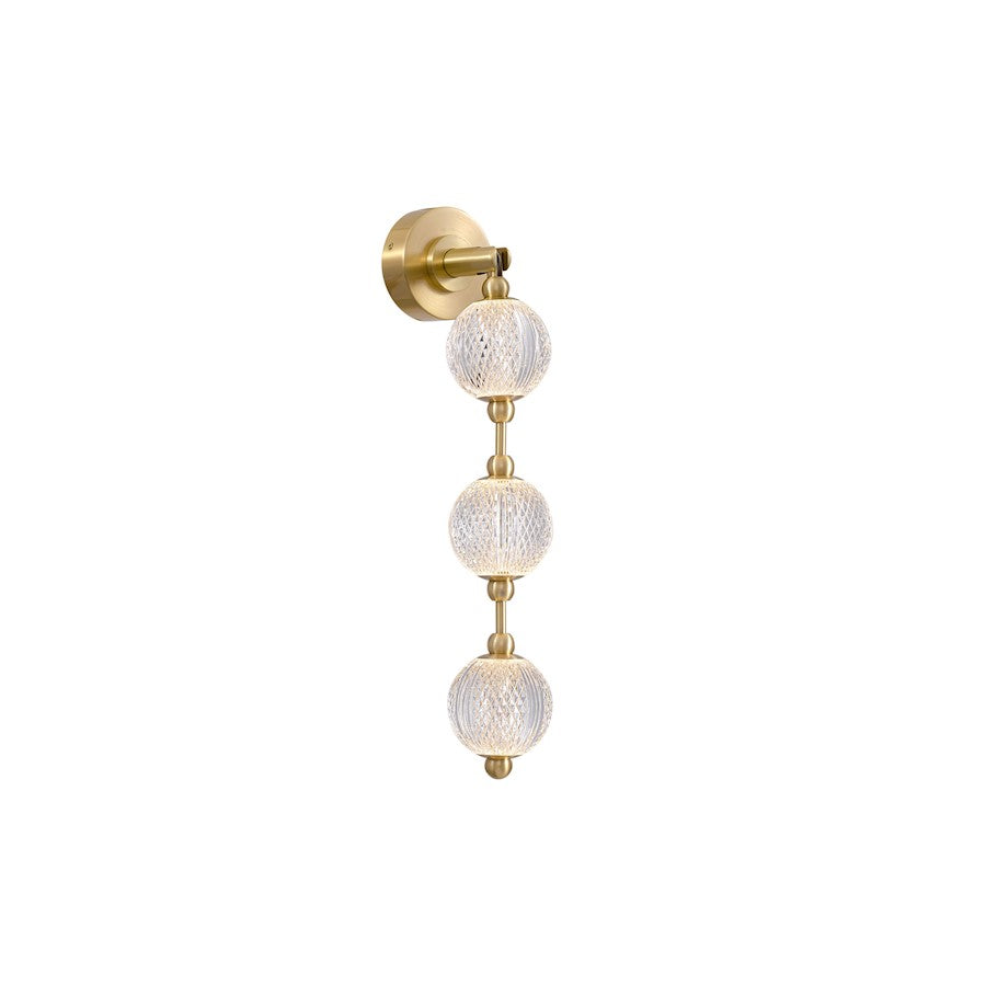 Kuzco Alora Marni 23in 16-Light Vanity Light | Natural Brass and Clear Carved Acrylic | Bathroom & Powder Room | Model WV321003NB-UNV-010