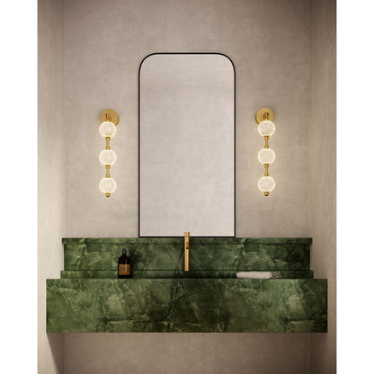 Kuzco Alora Marni 23in 16-Light Vanity Light | Natural Brass and Clear Carved Acrylic | Bathroom & Powder Room | Model WV321003NB-UNV-010