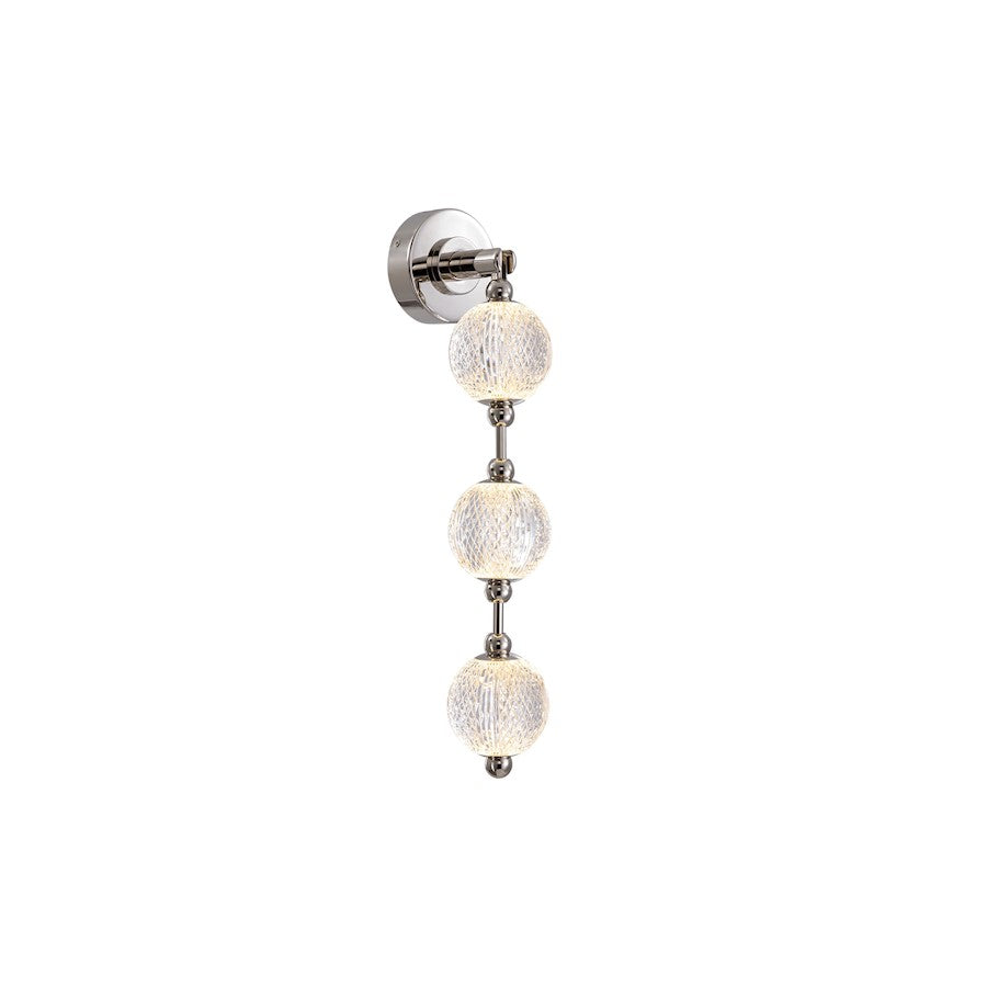 Kuzco Marni 23in 1-Light LED Wall Vanity | Modern Polished Nickel Aluminum and Clear Carved Acrylic | Bathroom Vanity & | Model WV321003PN-UNV-010
