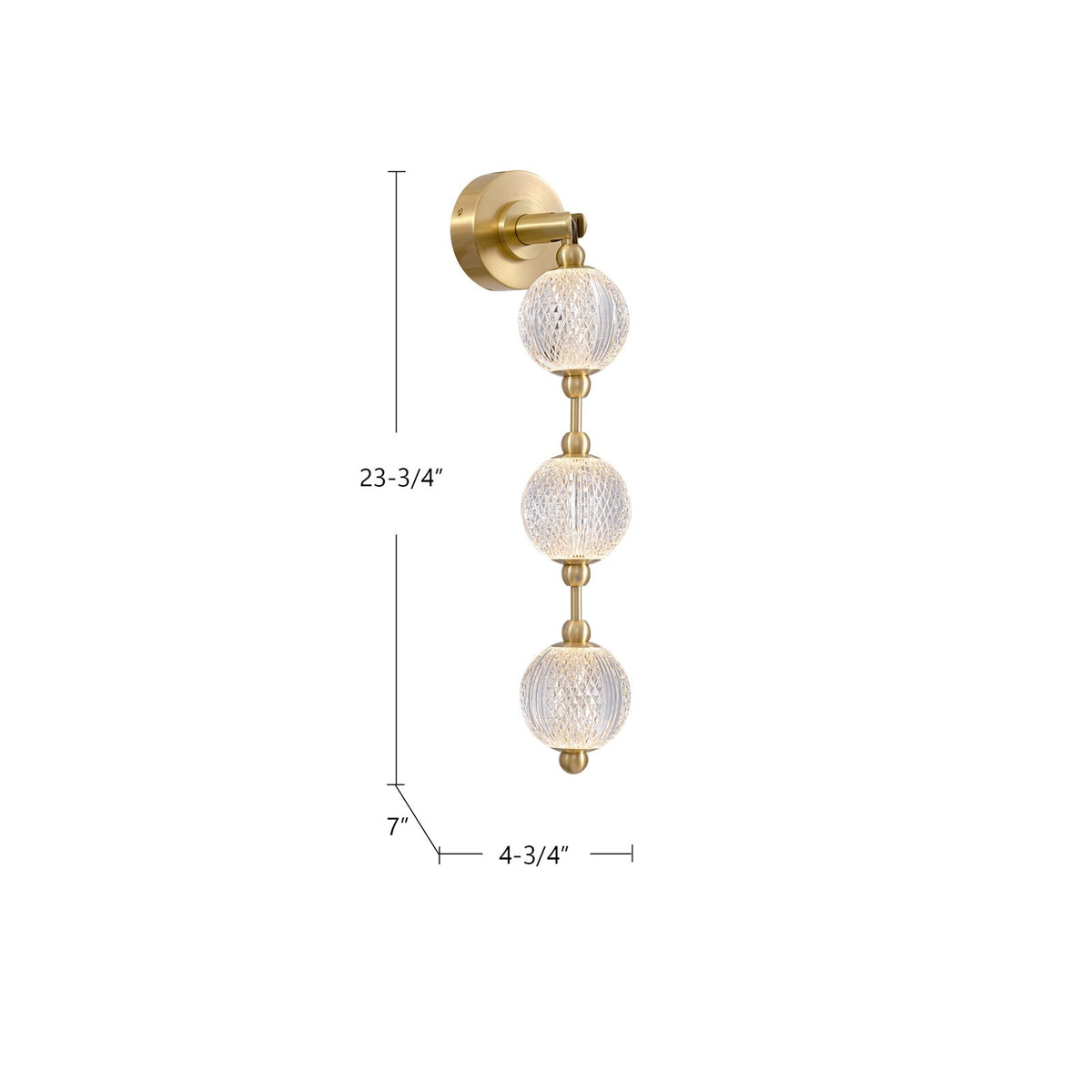Kuzco Marni 23in 1-Light LED Wall Vanity | Modern Polished Nickel Aluminum and Clear Carved Acrylic | Bathroom Vanity & | Model WV321003PN-UNV-010
