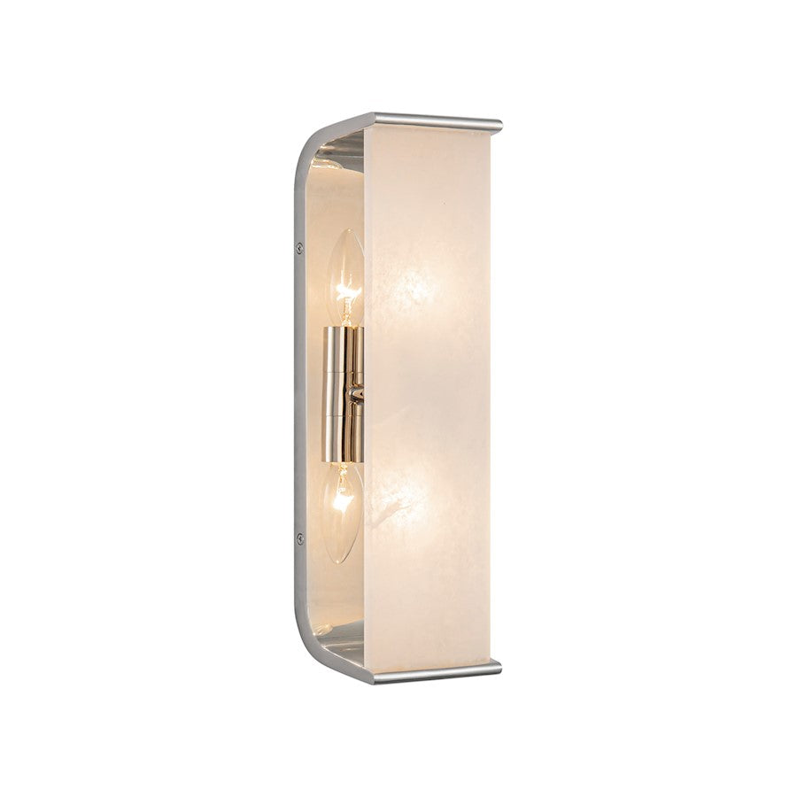 Alora Abbott 2 Light 15" Wall/Vanity, Polished Nickel/Alabaster - WV327015PNAR