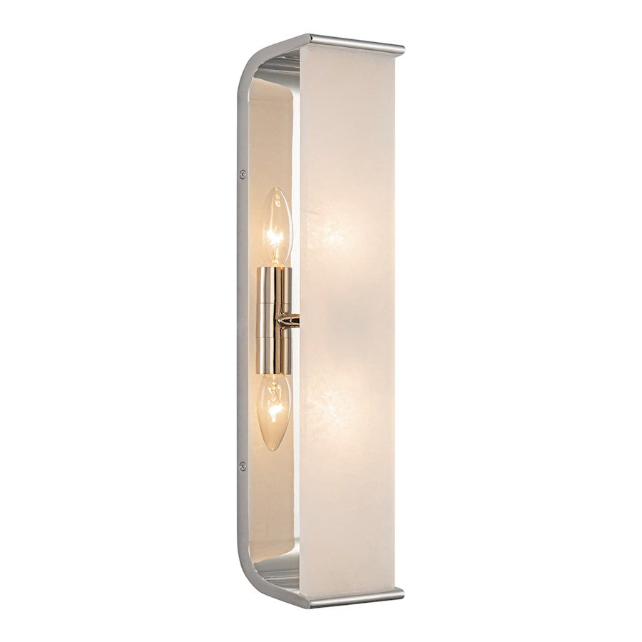 Alora Abbott 2 Light 19" Wall/Vanity, Polished Nickel/Alabaster - WV327019PNAR