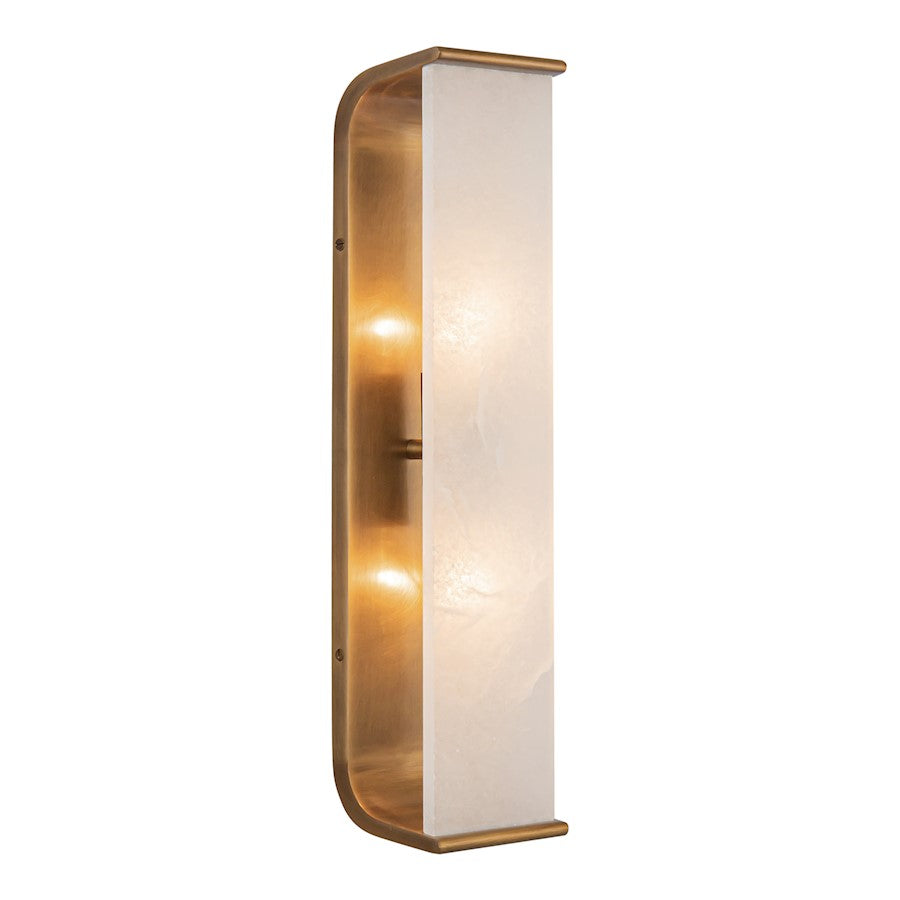 Alora Abbott 2 Light 19" Wall/Vanity, Vintage Brass/Alabaster - WV327019VBAR