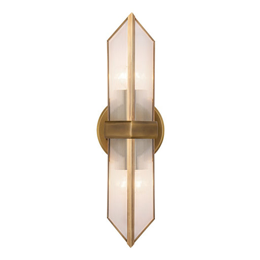 Alora Cairo 2 Light 15" Wall/Vanity, Ribbed/Brass/Clear Ribbed - WV332815VBCR