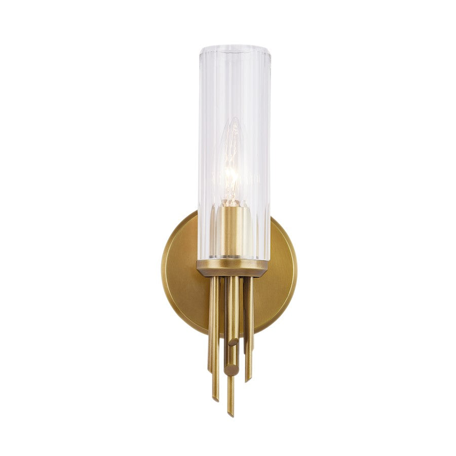 Alora Torres 1 Light 3" Wall/Vanity, Ribbed/Vintage Brass/Clear - WV335103VBCR