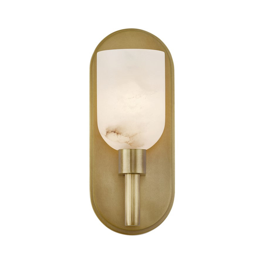 Alora Lucian 1Lt 9" Wall/Vanity, Brass/Alabaster/Clear Crystal - WV338101VBAR