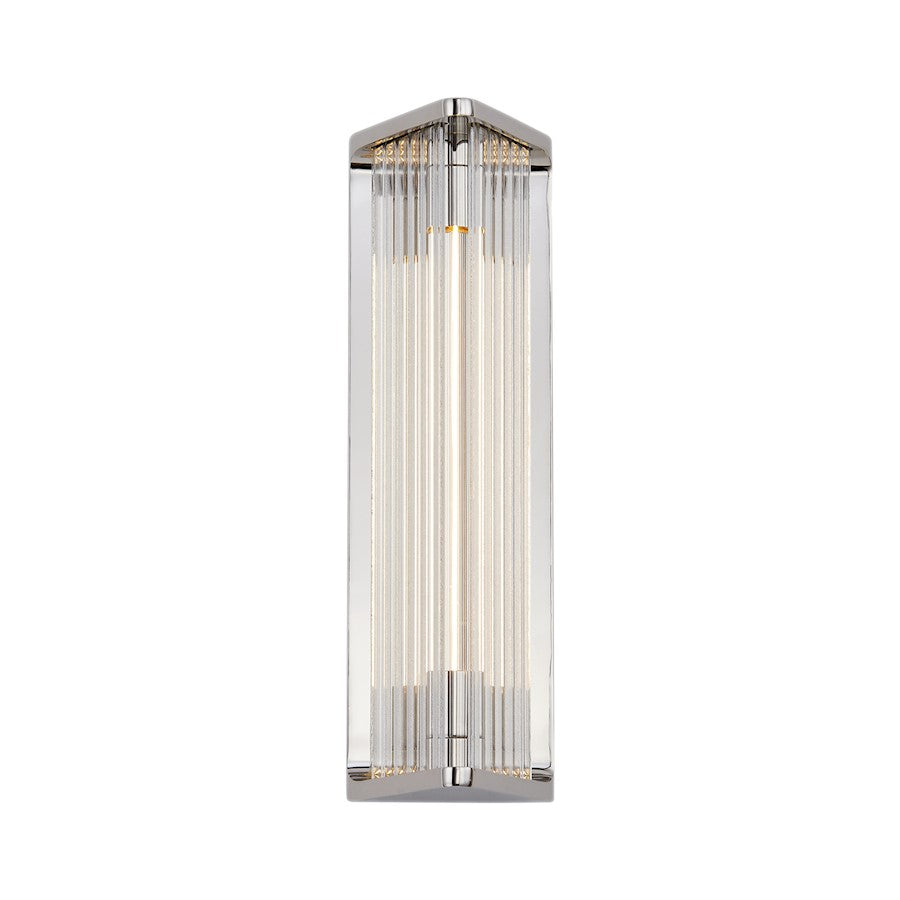 Alora Sabre 12" LED Wall/Vanity, Polished Nickel/Ribbed/Clear - WV339112PNCR